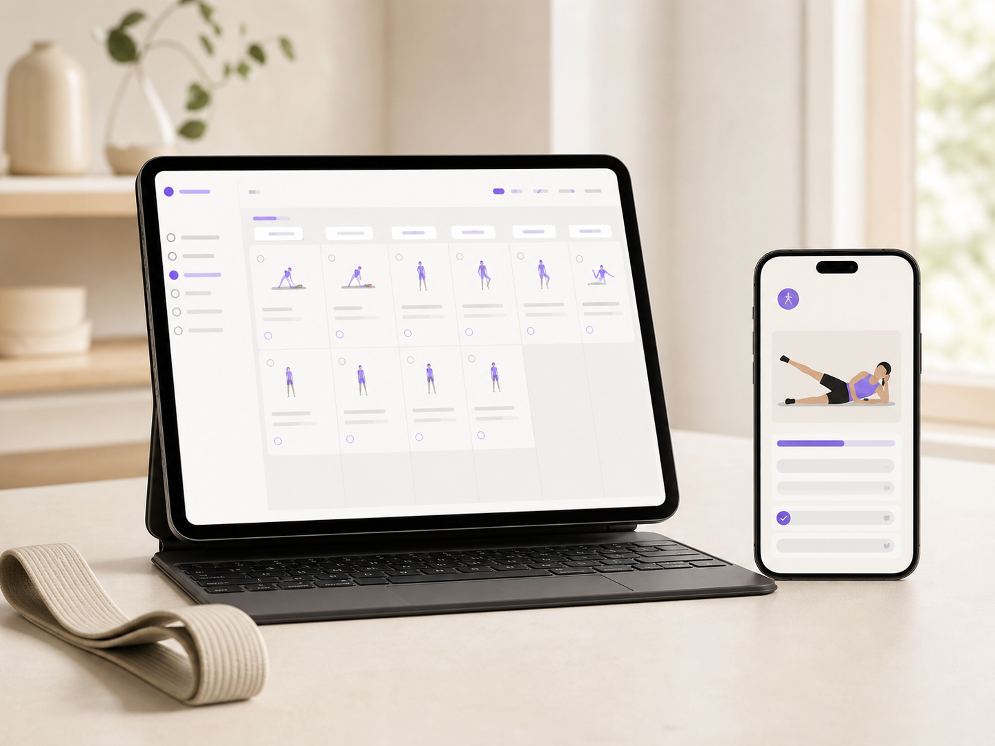 Programme d’exercices personnalisé accessible sur tablette et téléphone